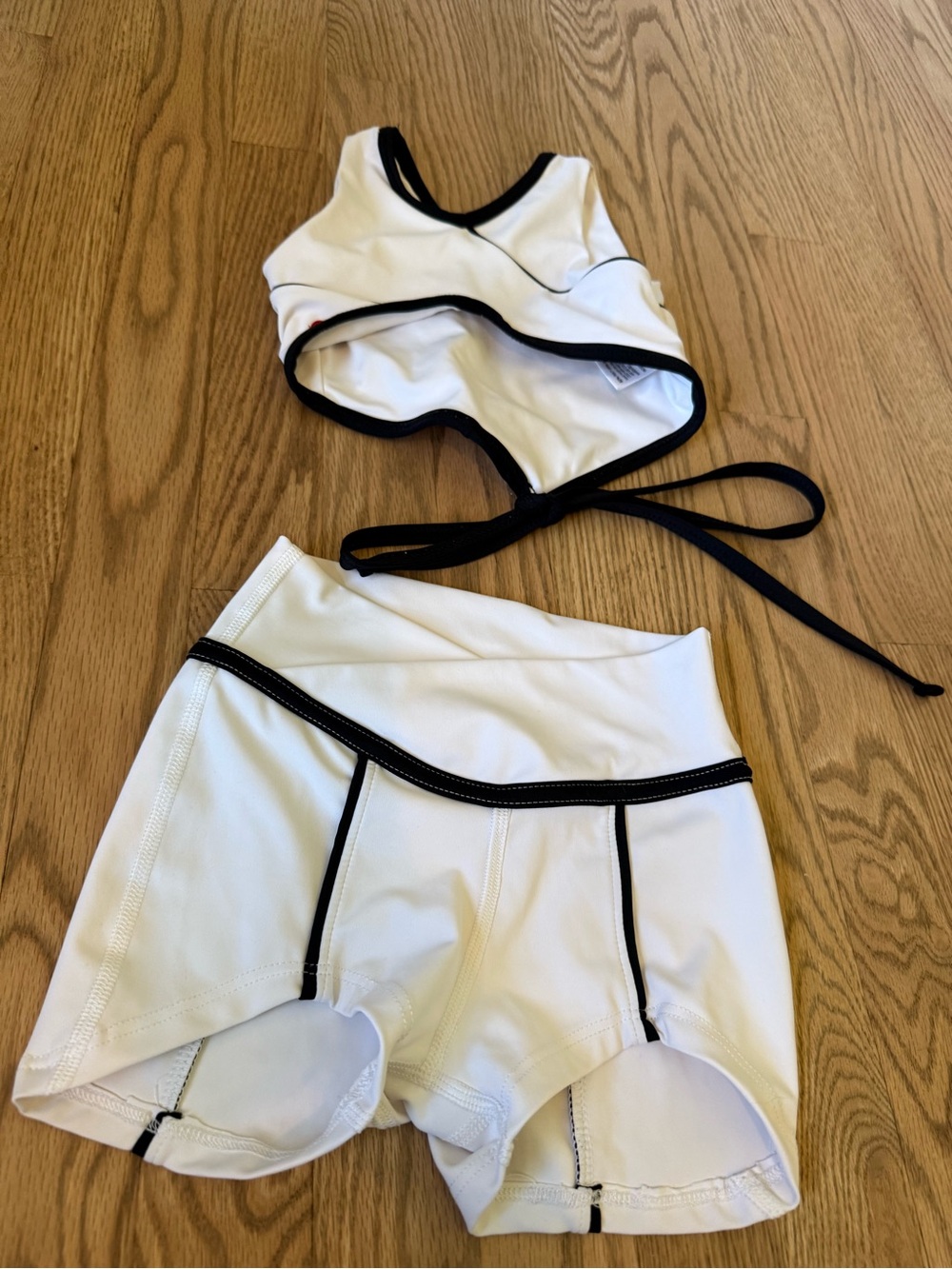 Tiger Friday White and Black Trim Girls' Active Dance wear Set - Child Medium